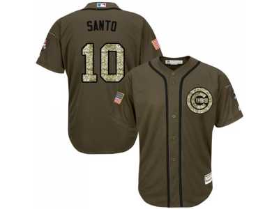 Chicago Cubs #10 Ron Santo Green Salute to Service Stitched Baseball Jersey