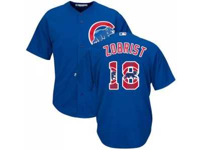 Chicago Cubs #18 Ben Zobrist Blue Team Logo Fashion Stitched MLB Jersey
