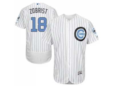 Chicago Cubs #18 Ben Zobrist White(Blue Strip) Flexbase Authentic Collection 2016 Father's Day Stitched Baseball Jersey