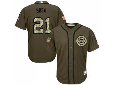 Chicago Cubs #21 Sammy Sosa Green Salute to Service Stitched Baseball Jersey