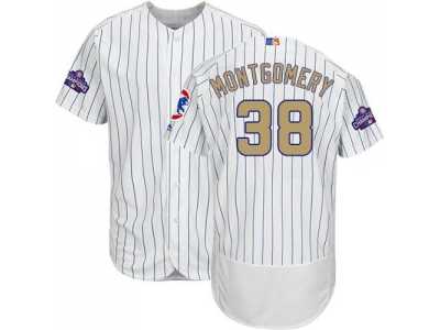 Chicago Cubs #38 Mike Montgomery White(Blue Strip) Flexbase Authentic 2017 Gold Program Stitched MLB Jersey