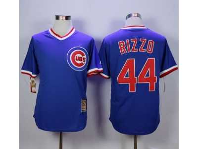 Chicago Cubs #44 Anthony Rizzo Blue Cooperstown Stitched MLB Jersey