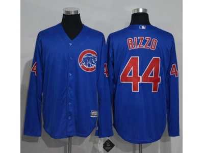 Chicago Cubs #44 Anthony Rizzo Blue New Cool Base Long Sleeve Stitched MLB Jersey