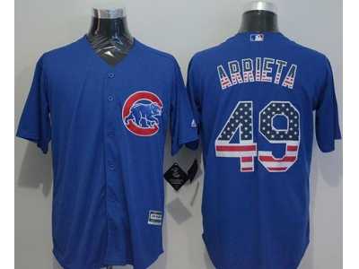 Chicago Cubs #49 Jake Arrieta Blue USA Flag Fashion Stitched MLB Jersey