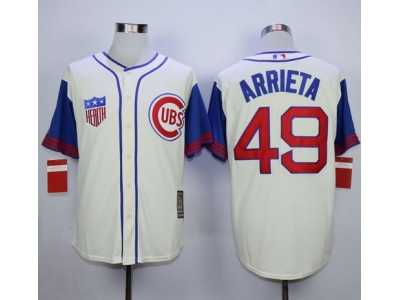 Chicago Cubs #49 Jake Arrieta Cream Blue 1942 Turn Back The Clock Stitched MLB Jersey