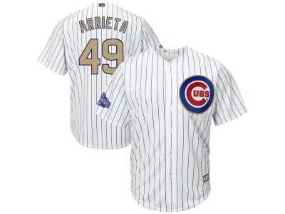 Chicago Cubs #49 Jake Arrieta White 2017 Gold Program Cool Base Stitched MLB Jersey