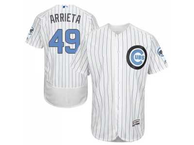 Chicago Cubs #49 Jake Arrieta White(Blue Strip) Flexbase Authentic Collection 2016 Father's Day Stitched Baseball Jersey