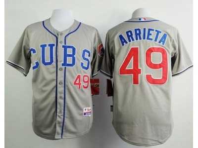 MLB Chicago Cubs #49 Jake Arrieta Grey Alternate Road Cool Base jerseys