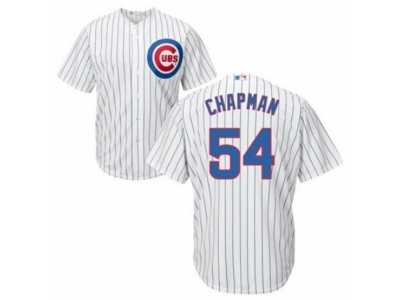 Men's Chicago Cubs #54 Aroldis Chapman Majestic White Home Cool Base Jersey