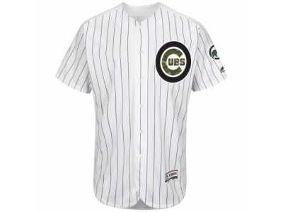 Men's Chicago Cubs Majestic Blank White Fashion 2016 Memorial Day Flex Base Team Jersey
