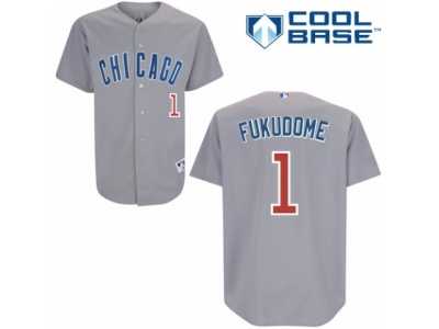 Men's Majestic Chicago Cubs #1 Kosuke Fukudome Replica Grey Road Cool Base MLB Jersey
