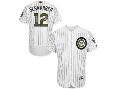 Men's Majestic Chicago Cubs #12 Kyle Schwarber Authentic White 2016 Memorial Day Fashion Flex Base MLB Jersey