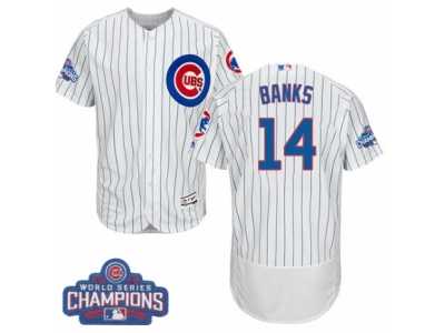 Men's Majestic Chicago Cubs #14 Ernie Banks White 2016 World Series Champions Flexbase Authentic Collection MLB Jersey