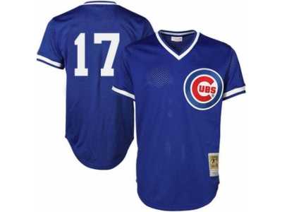 Men's Majestic Chicago Cubs #17 Kris Bryant Replica Royal Blue Throwback MLB Jersey