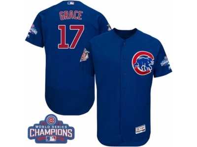 Men's Majestic Chicago Cubs #17 Mark Grace Royal Blue 2016 World Series Champions Flexbase Authentic Collection MLB Jersey