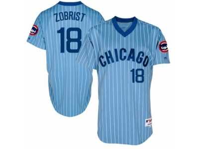 Men's Majestic Chicago Cubs #18 Ben Zobrist Replica Blue Cooperstown Throwback MLB Jersey