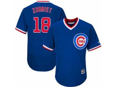 Men's Majestic Chicago Cubs #18 Ben Zobrist Royal Blue Flexbase Authentic Collection Cooperstown MLB Jersey