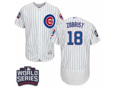 Men's Majestic Chicago Cubs #18 Ben Zobrist White 2016 World Series Bound Flexbase Authentic Collection MLB Jersey