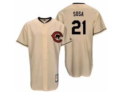Men's Majestic Chicago Cubs #21 Sammy Sosa Replica Cream Cooperstown Throwback MLB Jersey