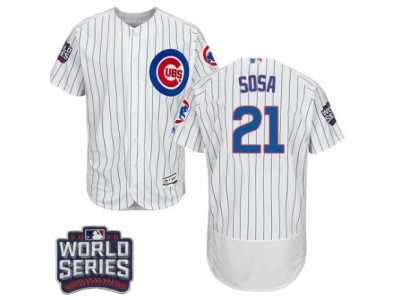 Men's Majestic Chicago Cubs #21 Sammy Sosa White 2016 World Series Bound Flexbase Authentic Collection MLB Jersey