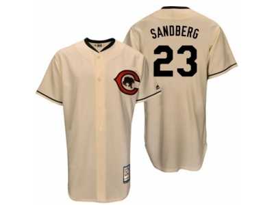 Men's Majestic Chicago Cubs #23 Ryne Sandberg Replica Cream Cooperstown Throwback MLB Jersey