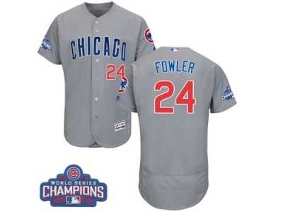 Men's Majestic Chicago Cubs #24 Dexter Fowler Grey 2016 World Series Champions Flexbase Authentic Collection MLB Jersey