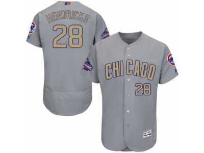 Men's Majestic Chicago Cubs #28 Kyle Hendricks Gray 2017 Gold Champion Flexbase Authentic Collection MLB Jersey