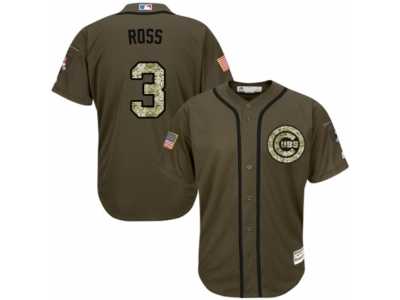 Men's Majestic Chicago Cubs #3 David Ross Replica Green Salute to Service MLB Jersey