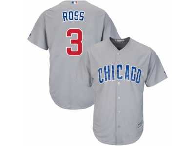 Men's Majestic Chicago Cubs #3 David Ross Replica Grey Road Cool Base MLB Jersey
