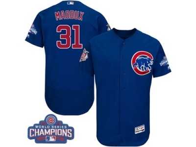 Men's Majestic Chicago Cubs #31 Greg Maddux Royal Blue 2016 World Series Champions Flexbase Authentic Collection MLB Jersey