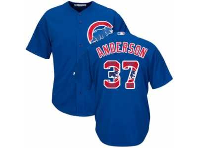 Men's Majestic Chicago Cubs #37 Brett Anderson Authentic Royal Blue Team Logo Fashion Cool Base MLB Jersey