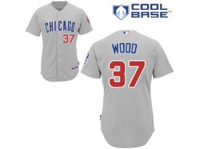 Men's Majestic Chicago Cubs #37 Travis Wood Replica Grey Road Cool Base MLB Jersey