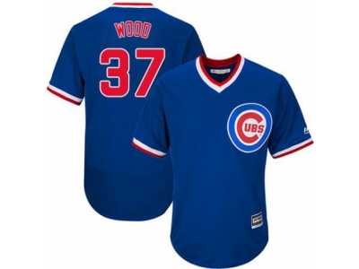 Men's Majestic Chicago Cubs #37 Travis Wood Replica Royal Blue Cooperstown Cool Base MLB Jersey