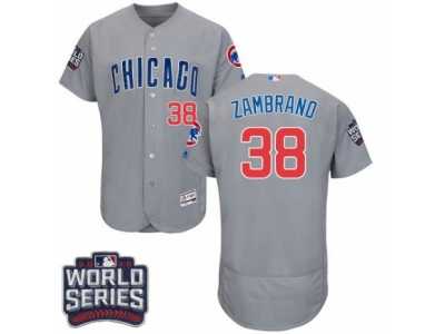 Men's Majestic Chicago Cubs #38 Carlos Zambrano Grey 2016 World Series Bound Flexbase Authentic Collection MLB Jersey