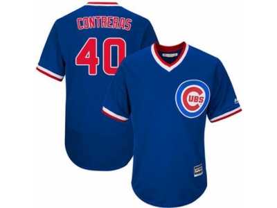 Men\'s Majestic Chicago Cubs #40 Willson Contreras Replica Royal Blue Cooperstown Cool Base MLB Jersey