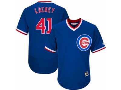 Men's Majestic Chicago Cubs #41 John Lackey Replica Royal Blue Cooperstown Cool Base MLB Jersey