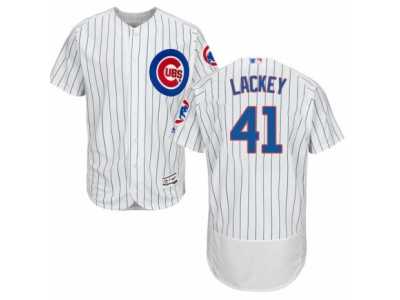 Men's Majestic Chicago Cubs #41 John Lackey White Flexbase Authentic Collection MLB Jersey