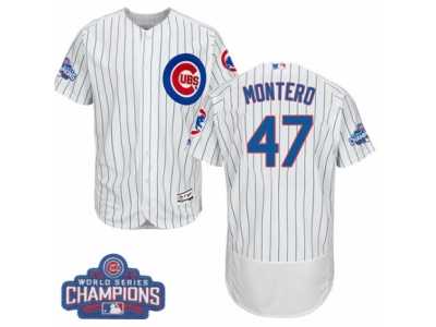 Men's Majestic Chicago Cubs #47 Miguel Montero White 2016 World Series Champions Flexbase Authentic Collection MLB Jersey