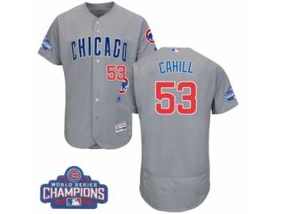 Men's Majestic Chicago Cubs #53 Trevor Cahill Grey 2016 World Series Champions Flexbase Authentic Collection MLB Jersey
