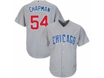 Men's Majestic Chicago Cubs #54 Aroldis Chapman Replica Grey Road Cool Base MLB Jersey