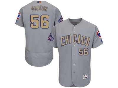 Men's Majestic Chicago Cubs #56 Hector Rondon Authentic Gray 2017 Gold Champion Flex Base MLB Jersey
