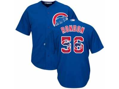 Men's Majestic Chicago Cubs #56 Hector Rondon Authentic Royal Blue Team Logo Fashion Cool Base MLB Jersey