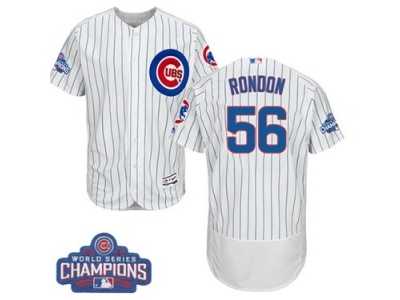 Men's Majestic Chicago Cubs #56 Hector Rondon White 2016 World Series Champions Flexbase Authentic Collection MLB Jersey