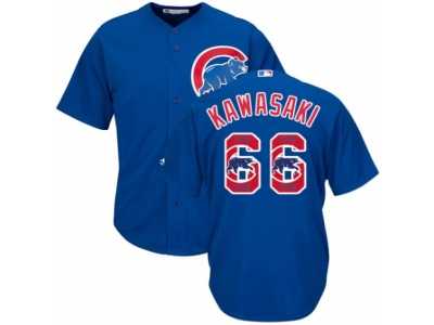 Men's Majestic Chicago Cubs #66 Munenori Kawasaki Authentic Royal Blue Team Logo Fashion Cool Base MLB Jersey