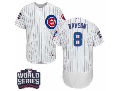 Men's Majestic Chicago Cubs #8 Andre Dawson White 2016 World Series Bound Flexbase Authentic Collection MLB Jersey