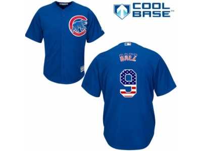 Men's Majestic Chicago Cubs #9 Javier Baez Authentic Royal Blue USA Flag Fasion MLB Jersey