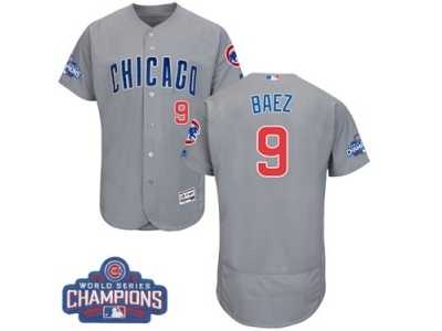 Men's Majestic Chicago Cubs #9 Javier Baez Grey 2016 World Series Champions Flexbase Authentic Collection MLB Jersey