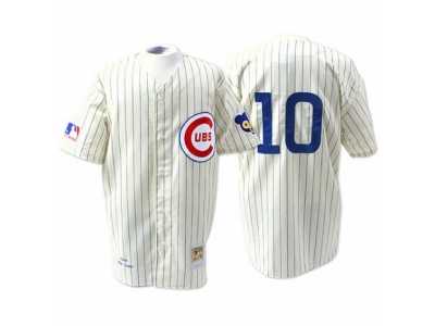 Men's Mitchell and Ness Chicago Cubs #10 Ron Santo Replica Cream 1969 Throwback MLB Jersey