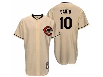Mitchell And Ness Chicago Cubs #10 Ron Santo Cream Throwback Stitched MLB Jersey