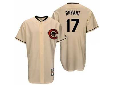 Mitchell And Ness Chicago Cubs #17 Kris Bryant Cream Throwback Stitched MLB Jersey
